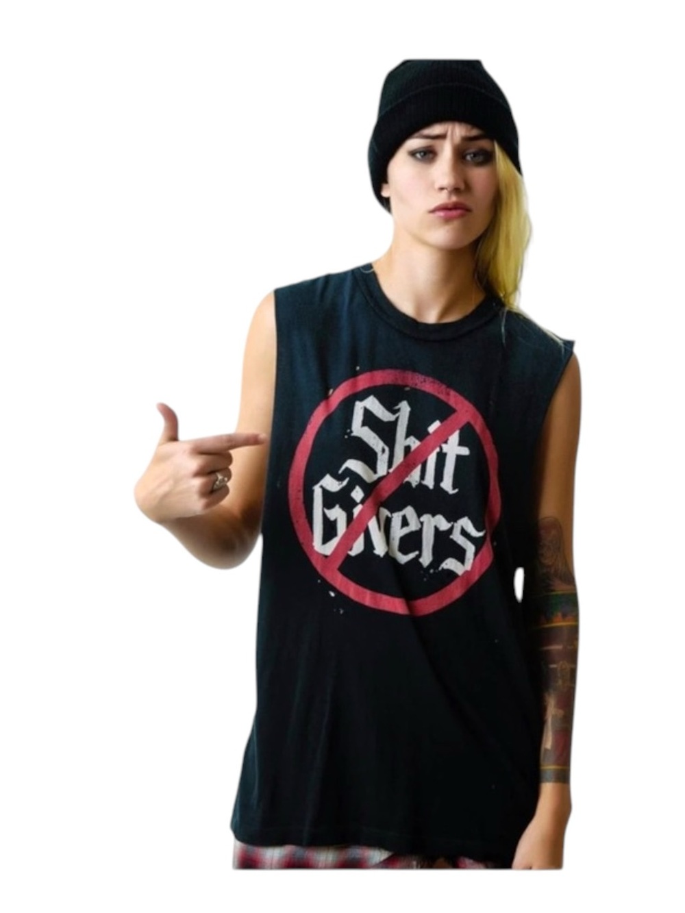 HTF: Ash Costello’s UNIF ☢︎︎ No Sh!t Givers Muscle Tee Tank ☢︎︎ Fade Black ☢︎︎ S - Picture 13 of 16